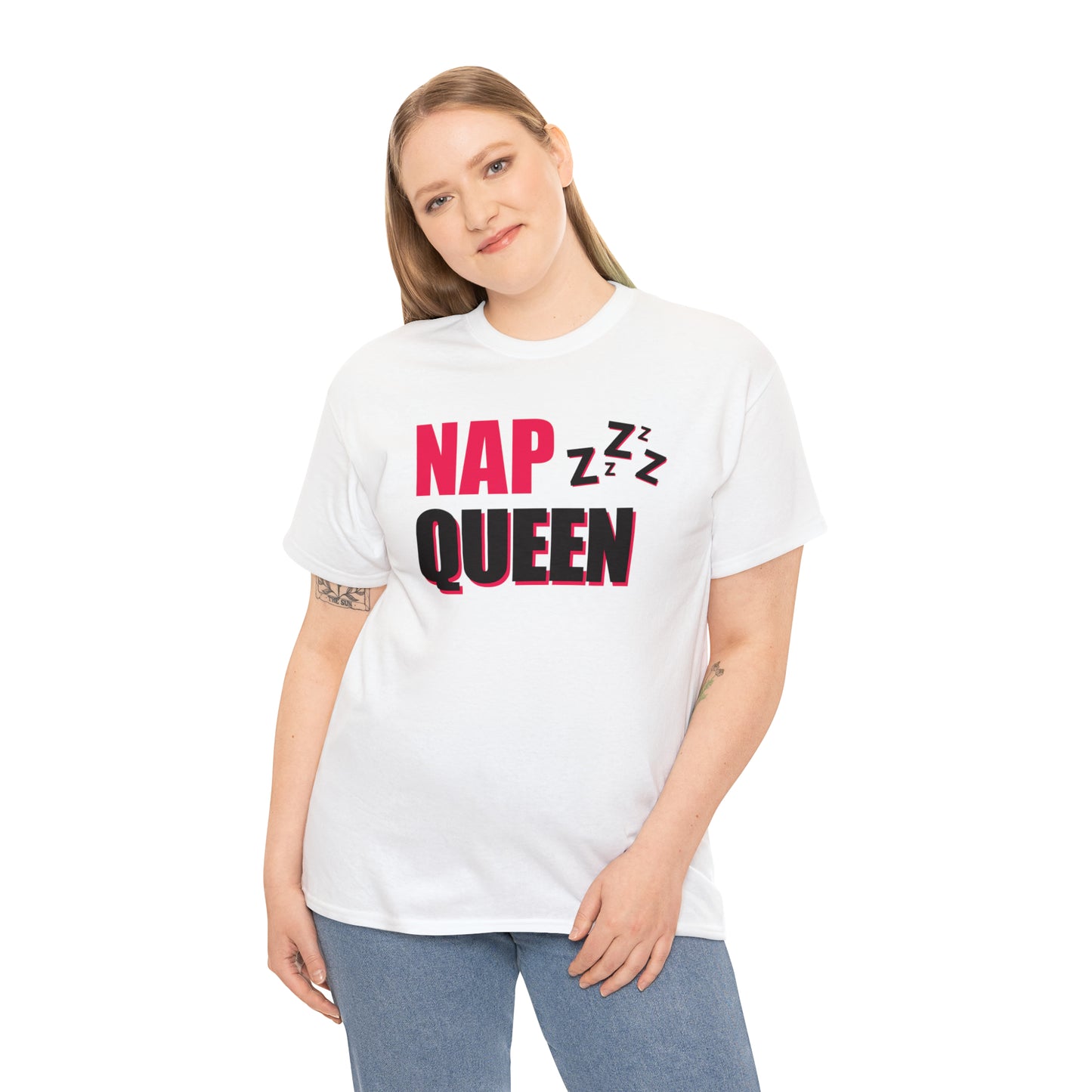 Nap Queen ヘビーコットン Tシャツ ユニセックス ワールドワイドサイズ 昼寝、睡眠、怠惰、休息