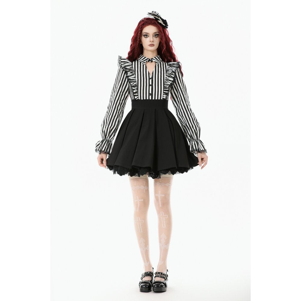 Dark in Love Striped Ruffle Victorian-Inspired Lolita Dress