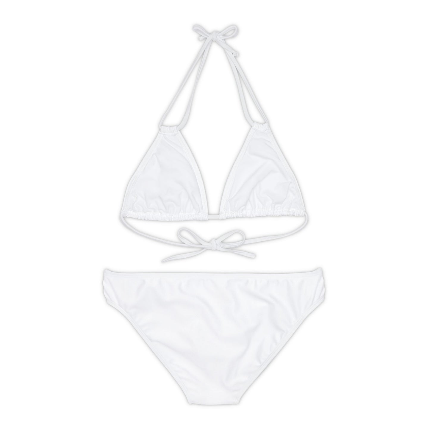 'Not a Dude' Women's Printed White Strappy Bikini Set