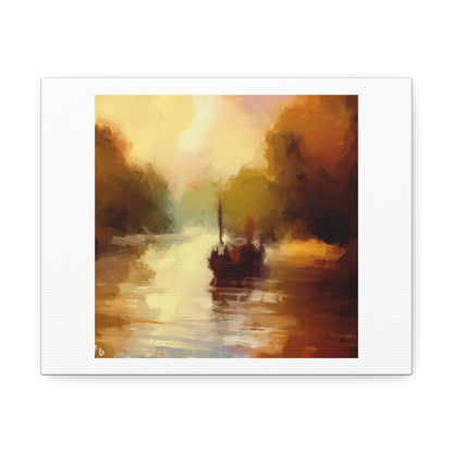 River Boat Scene, Warm Colour Palette, Impressionist 'Designed by AI' on Canvas