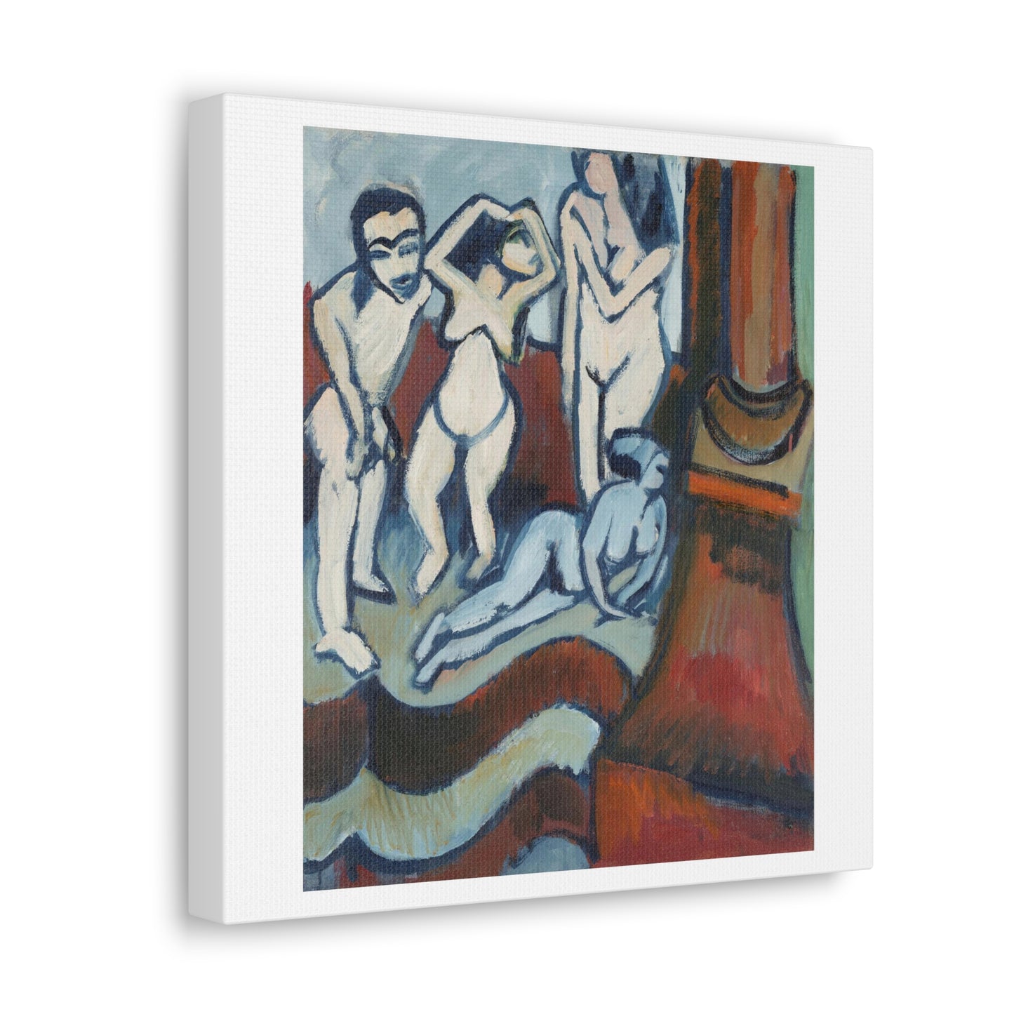 Four Wooden Sculptures (1912) by Ernst Ludwig Kirchner, Art Print from the Original on Canvas