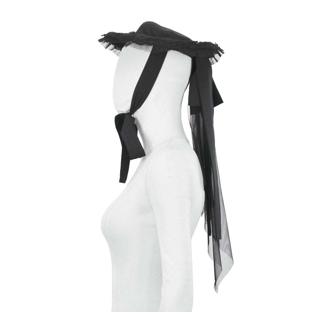 Dark in Love Evangeline Lace-Trimmed Goth Sun Hat