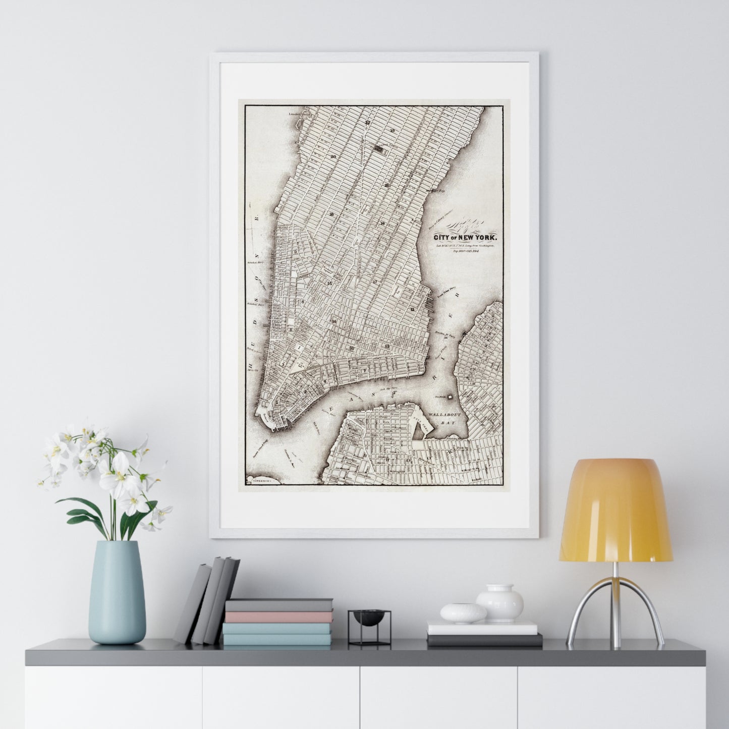 Map of the City of New York (circa 1850) from the Original, Framed Art Print