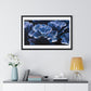 Iris Petals, Blue Vibrant Art 'Designed by AI' Framed Print