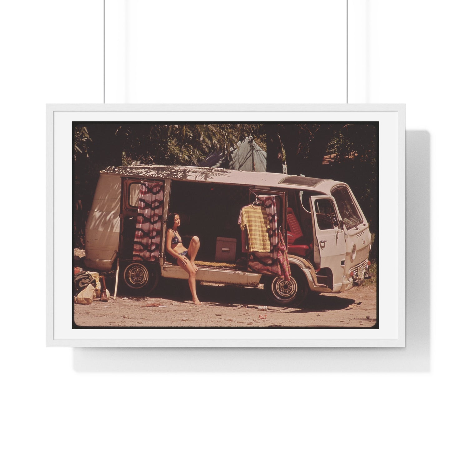 Vintage Photography, Campers at Garner State Park (1972) by Marc St Gil, from the Original, Framed Print
