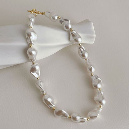 Large Baroque Pearl Buckle Necklace