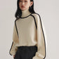 Half-Turtleneck Colour Contrast Women's Fashion Sweater