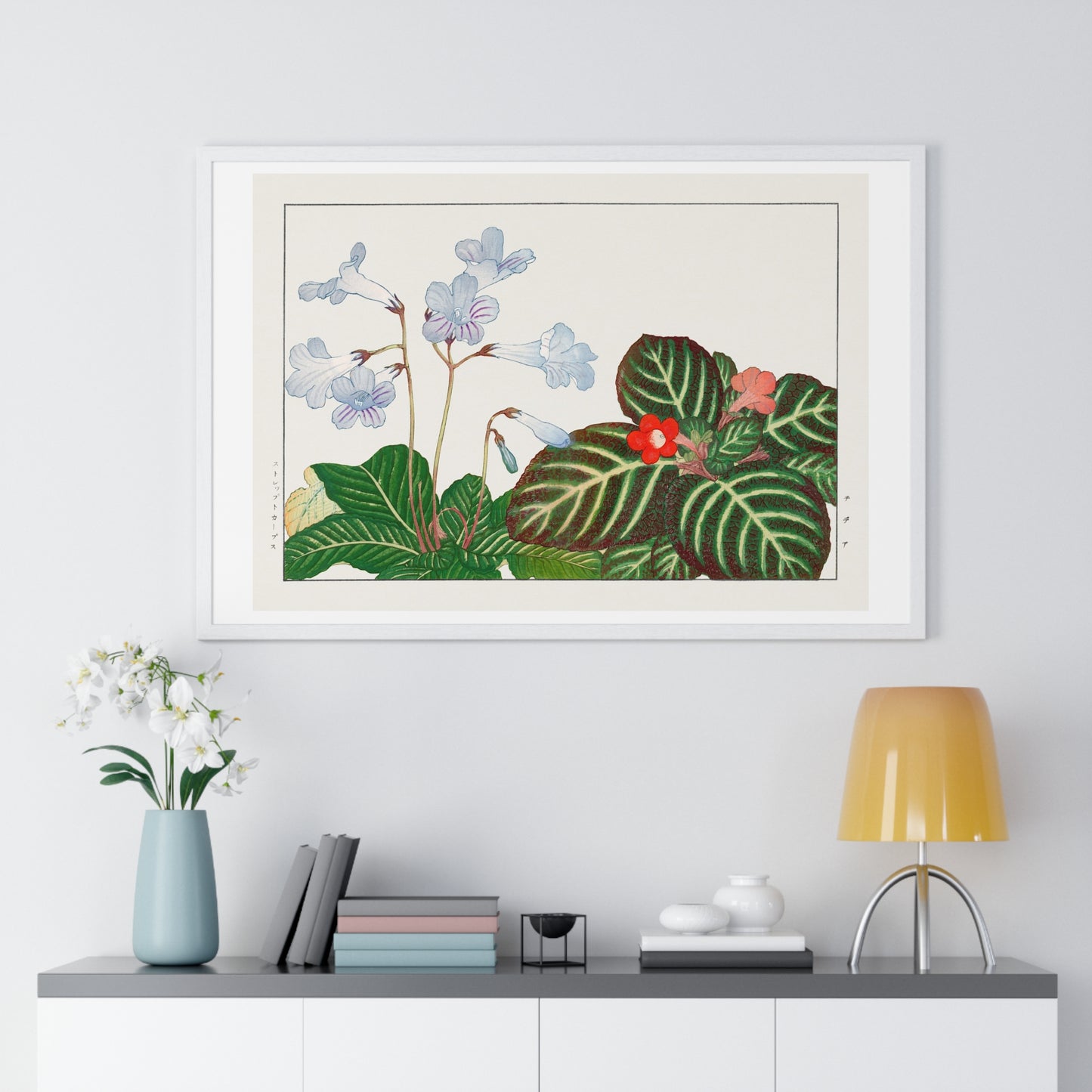 Vintage Tydea and Cape Primrose Flower (1917) Japanese Woodblock Art by Kônan Tanigami, from the Original, Framed Art Print