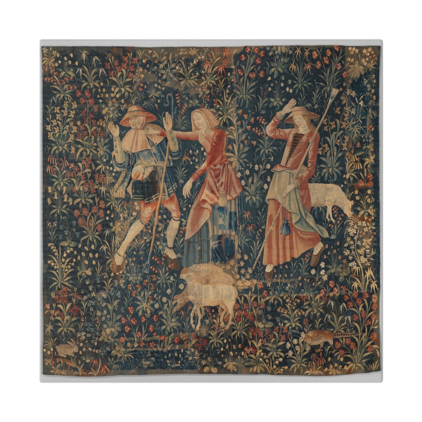 Shepherd and Shepherdesses, South Netherlandish Tapestry (1500–1530) Canvas Art Print