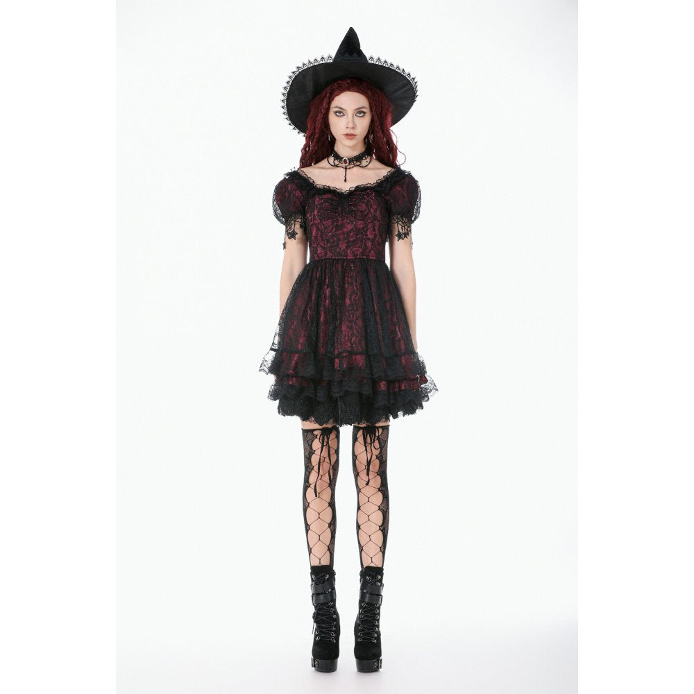 Dark in Love Red Black Lace Princess Dress