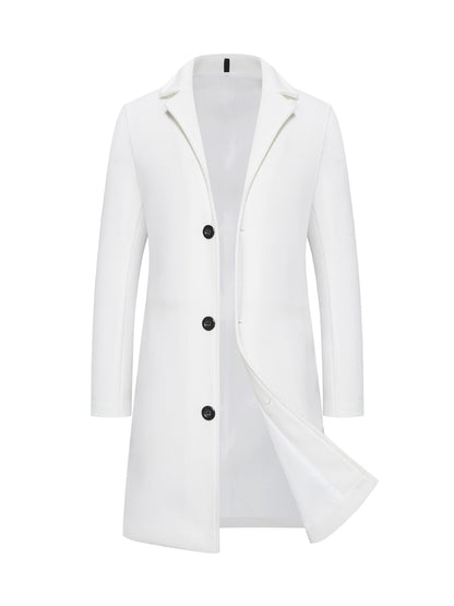 Men's Milk White Classic Woollen Crombie Coat