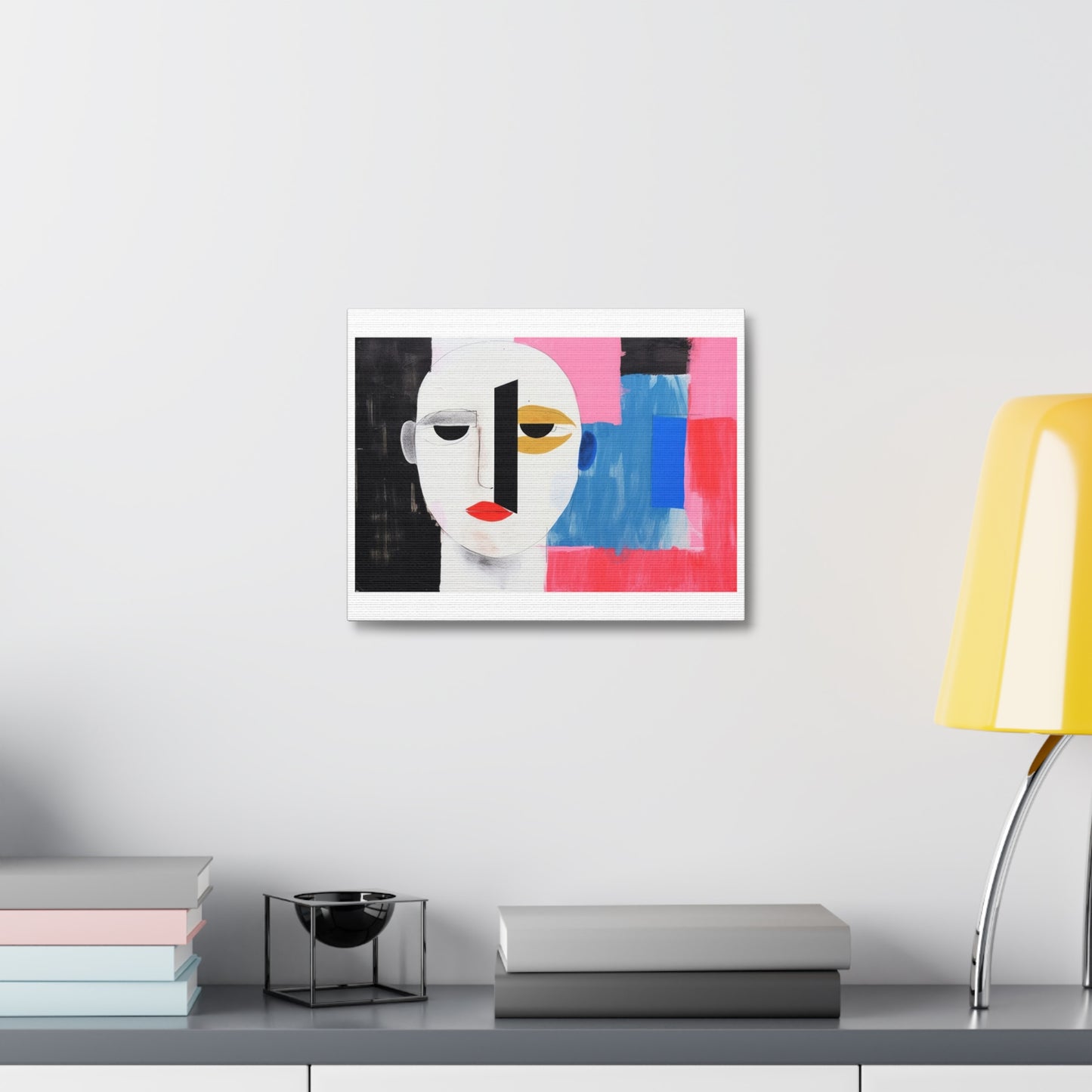 Minimal Simple Male Portrait Abstract Painting 'Designed by AI' Art Print on Canvas