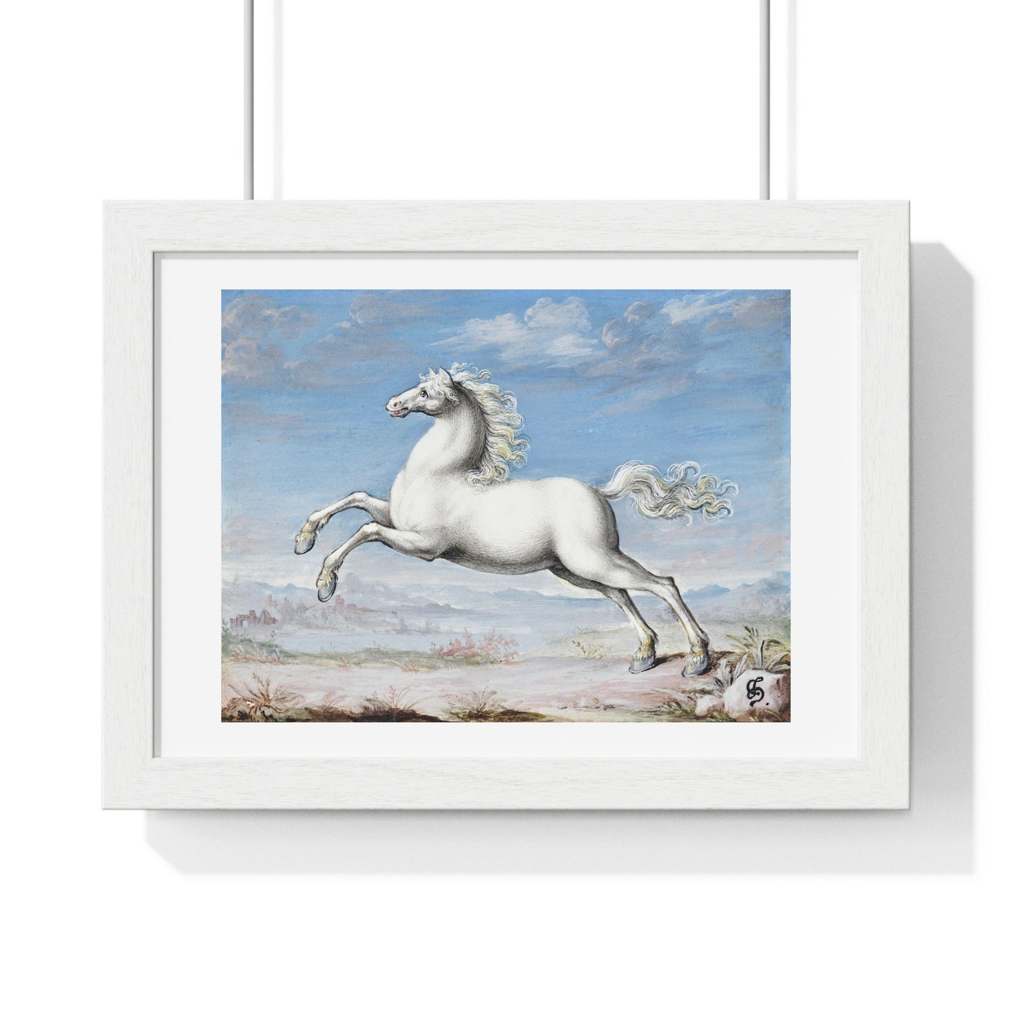 White Horse (1552–1601) by Joris Hoefnagel, from the Original, Framed Art Print