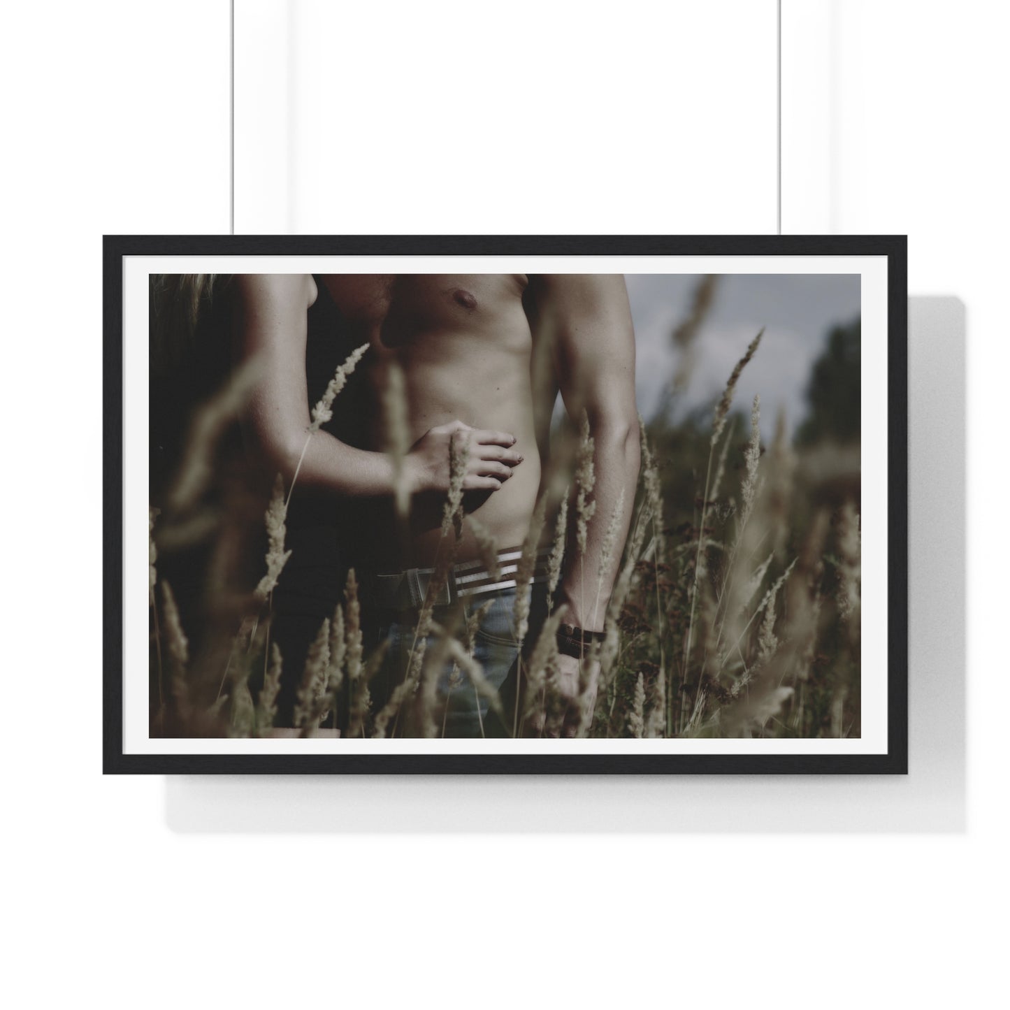 Shirtless Man with Woman, Photographer Unknown, from the Original, Framed Print