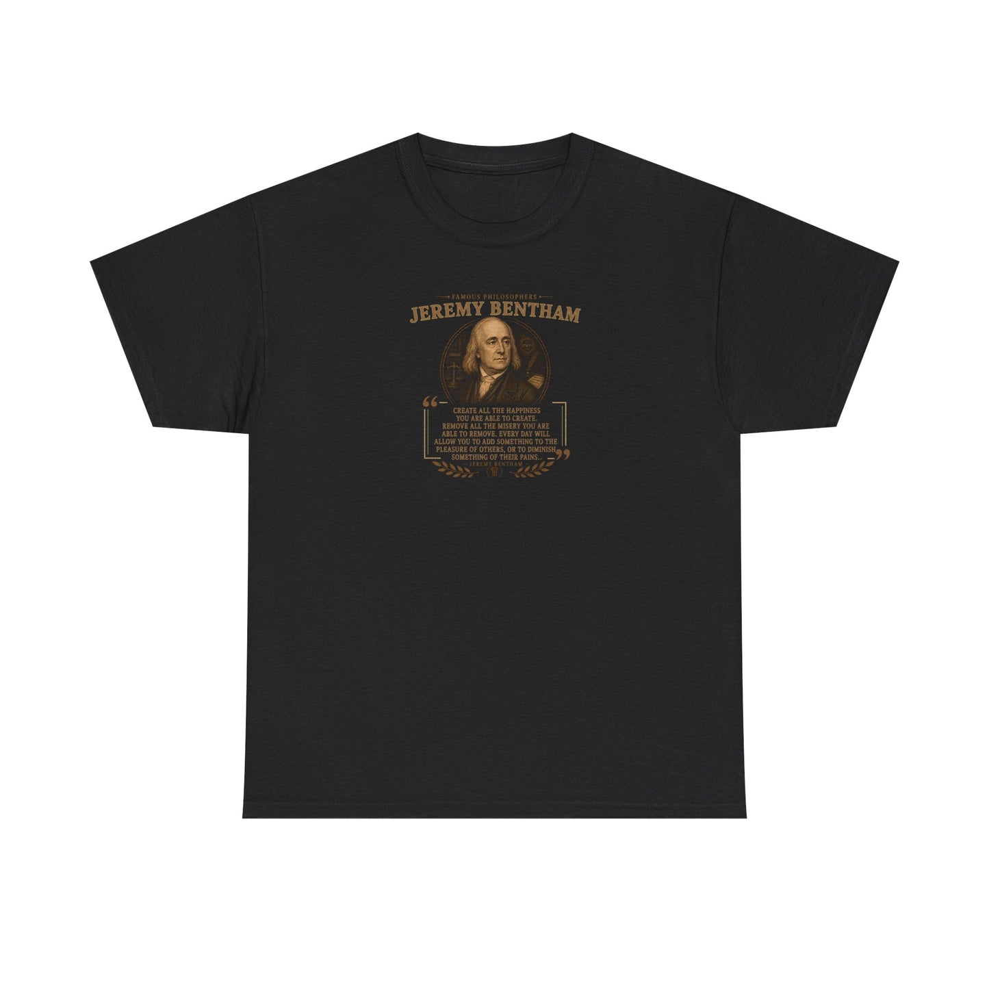Jeremy Bentham on Utility and Happiness, Philosophy Tribute T-Shirt