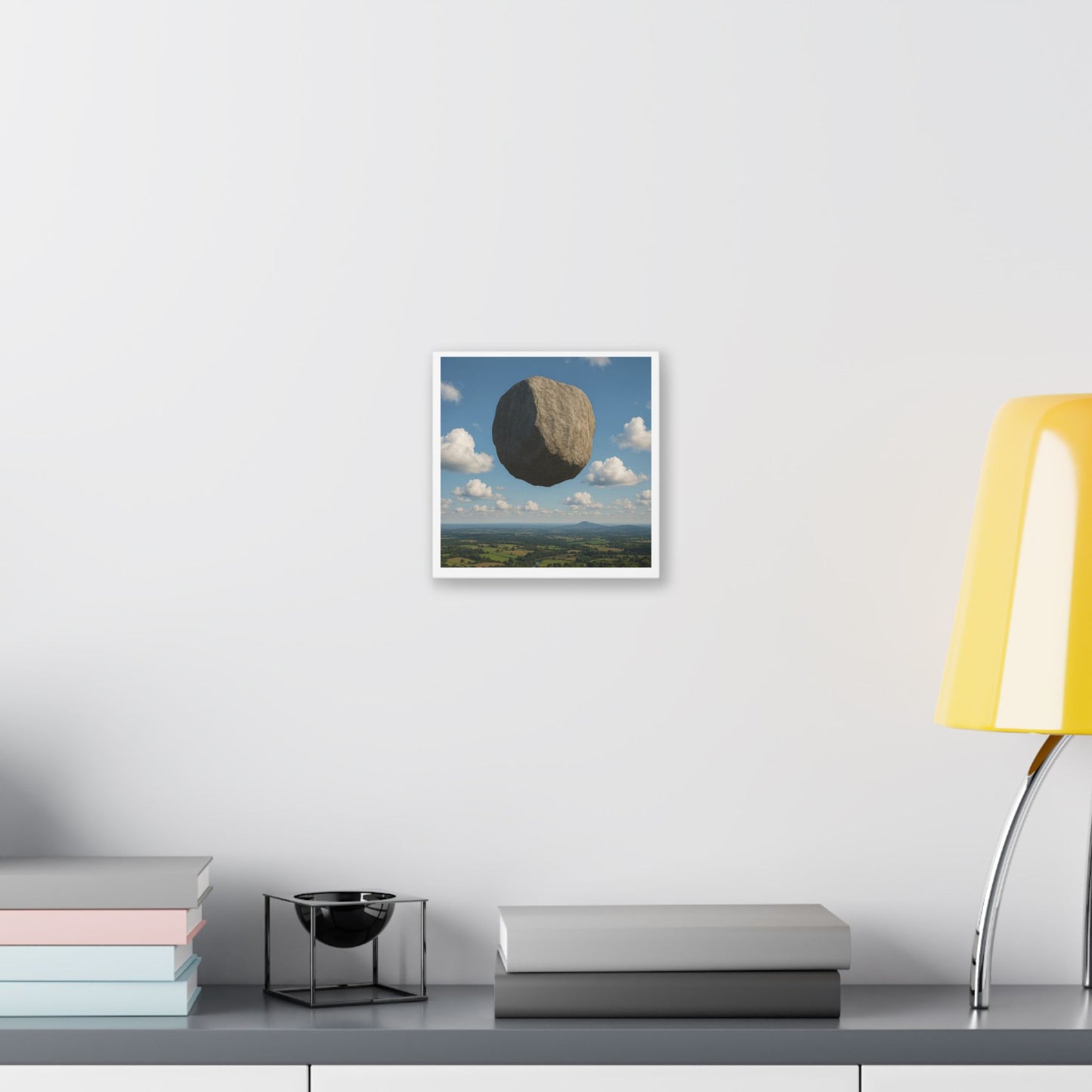 Levitated Mass Suspended Above a Beautiful Landscape 'Designed by AI' Canvas Art Print