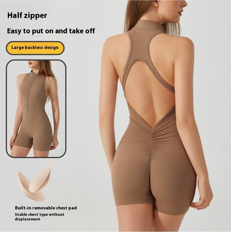 Brocade Brushed Sports Yoga Hip-Lifting Jumpsuit