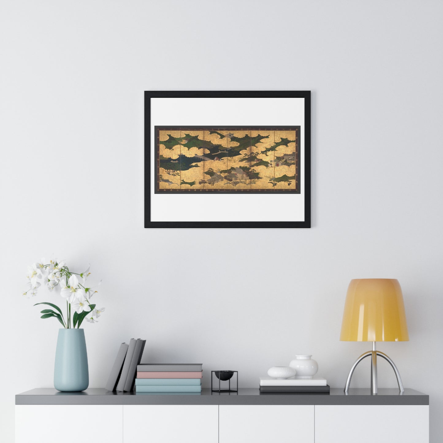 Japanese 13th Century Screen Painting, Kogō and the Imperial Procession to Ōhara, from The Tale of the Heike (Heike Monogatari) Framed Print