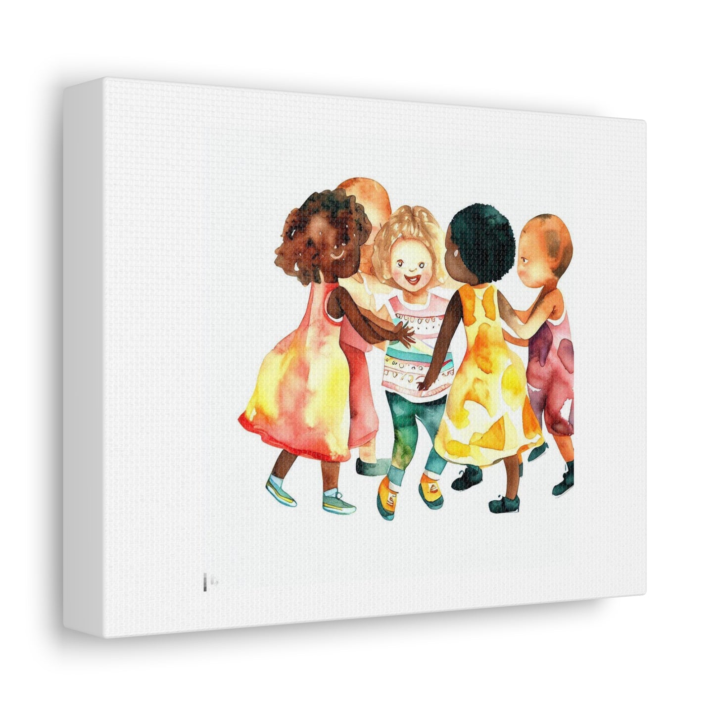 Beautiful Small Children Of All Races Playing Together Watercolour 'Designed by AI' on Canvas