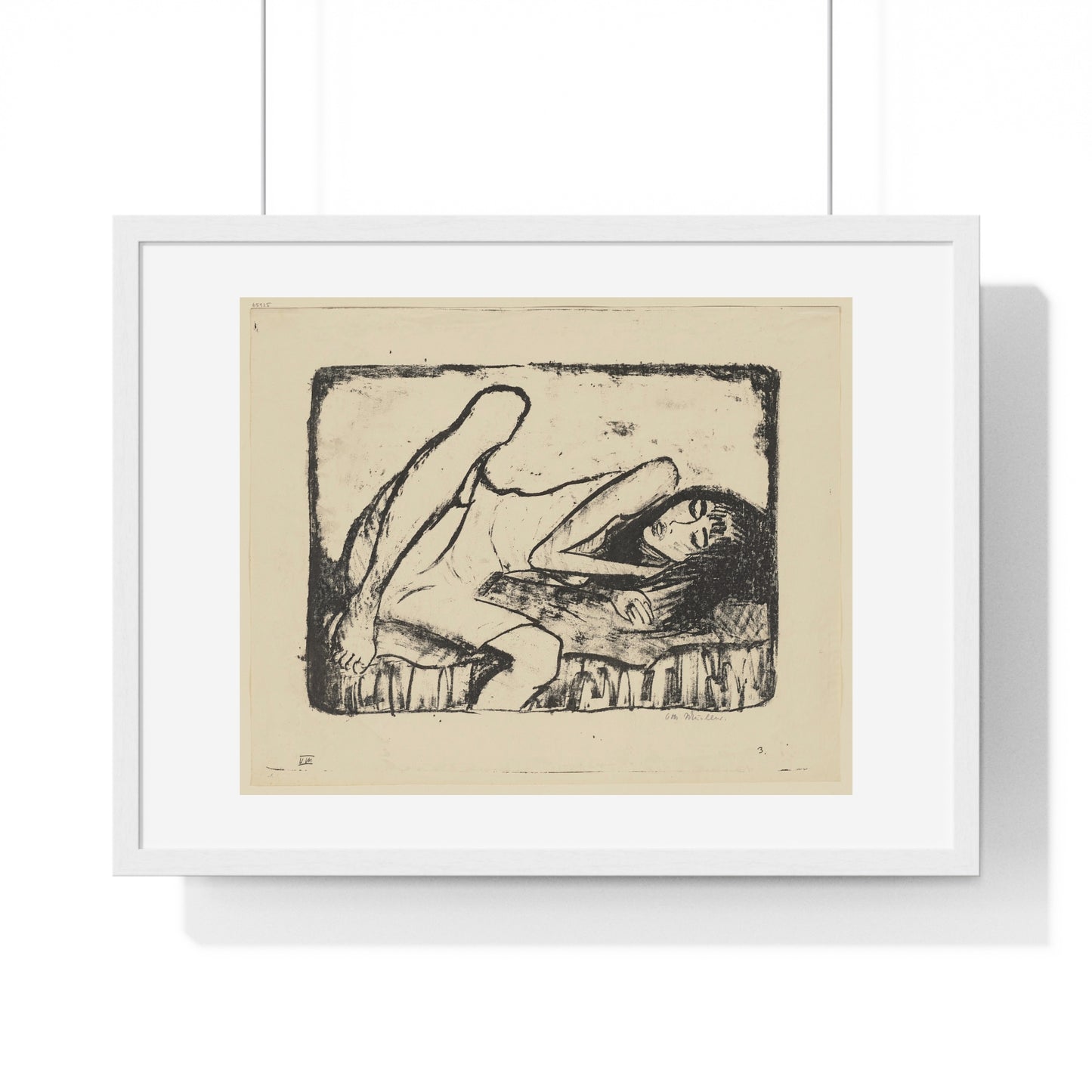 Mädchen auf der Liege II (1919) by Otto Mueller, from the Original, Framed Print