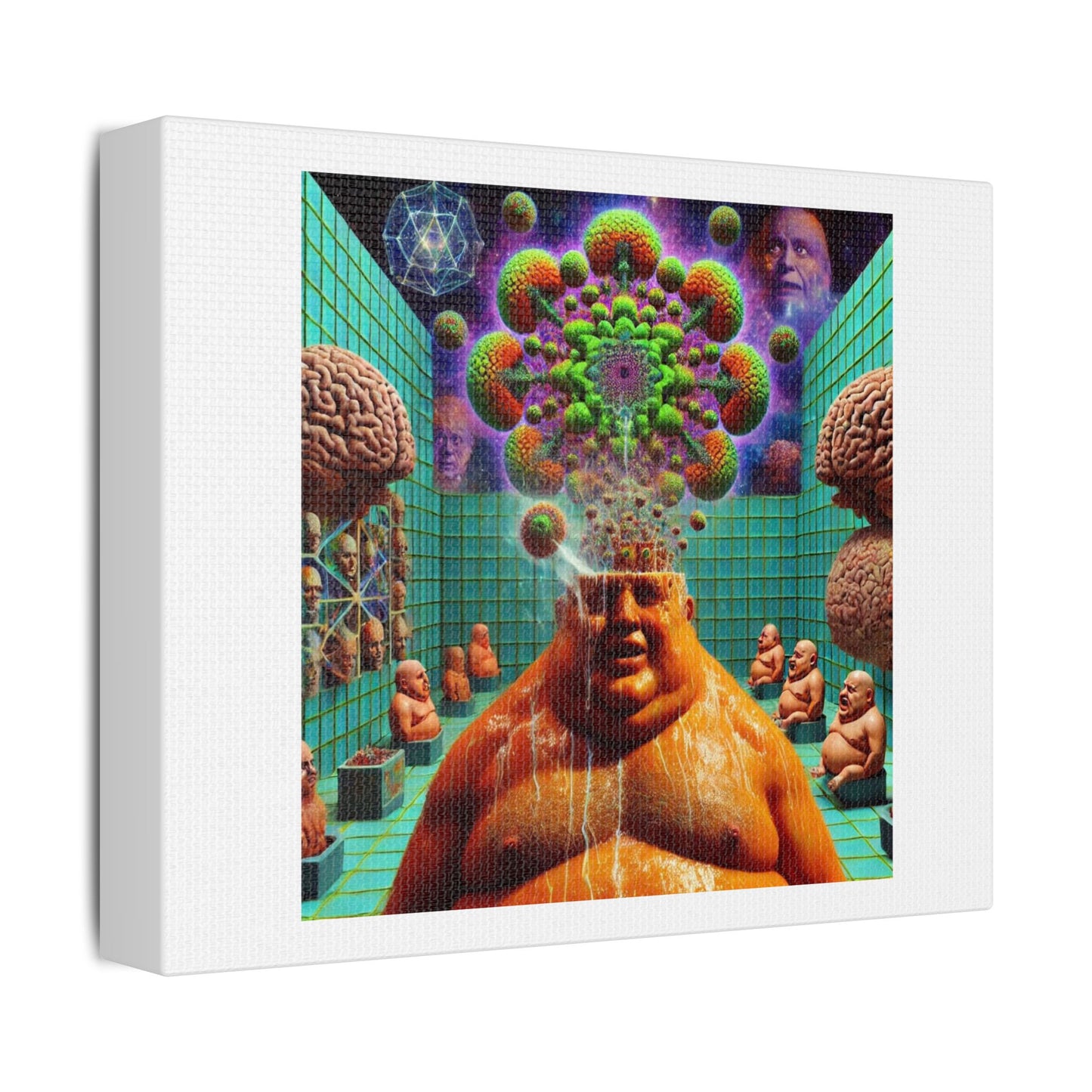 Mind Trip II, Psychedelic Art Print 'Designed by AI' on Satin Canvas, Stretched