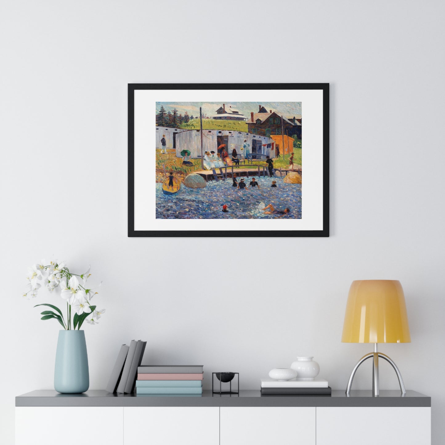 The Bathing Hour, Chester, Nova Scotia (1910) by William James Glackens, from the Original, Framed Print