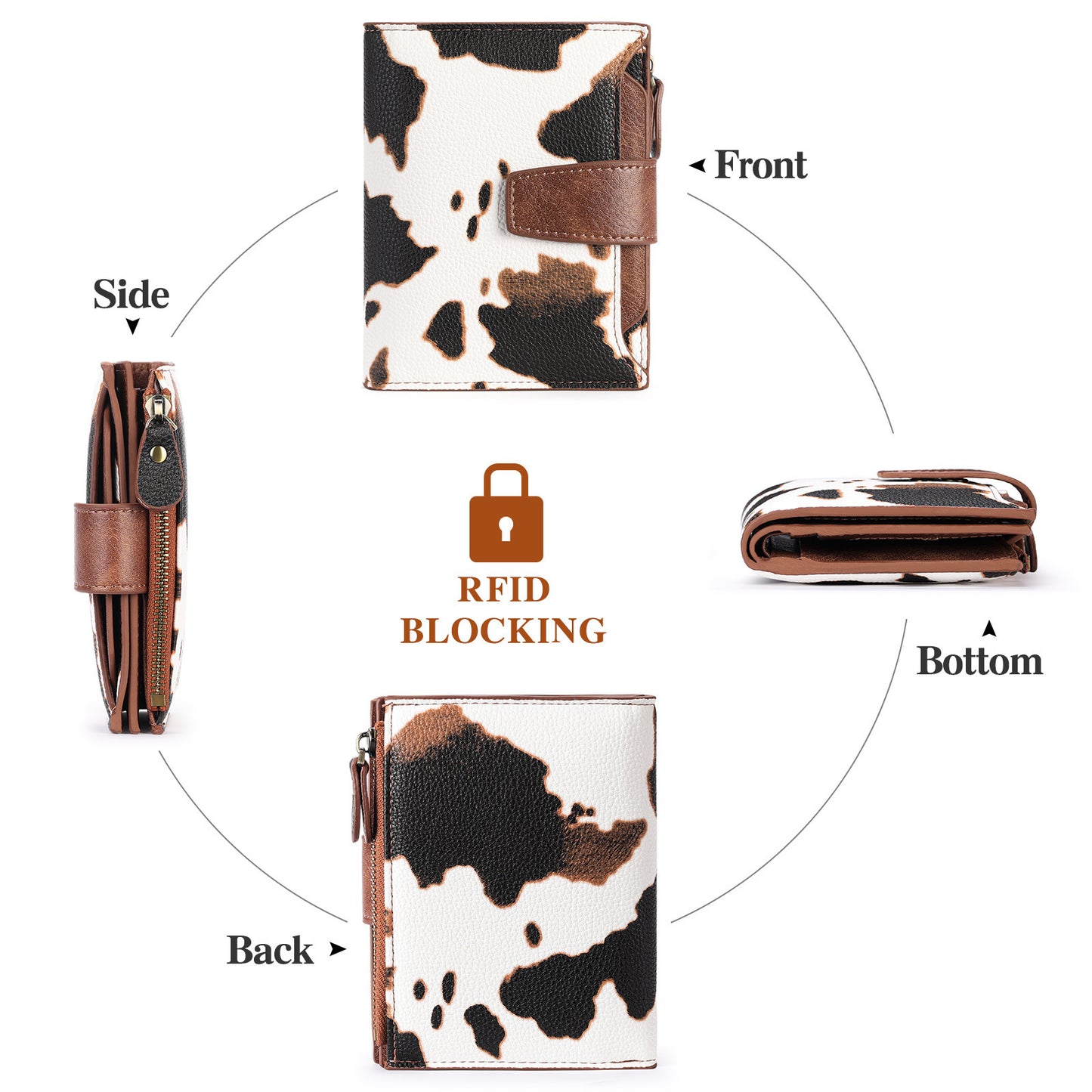 Cowhide Print Women's Short Leather Wallet