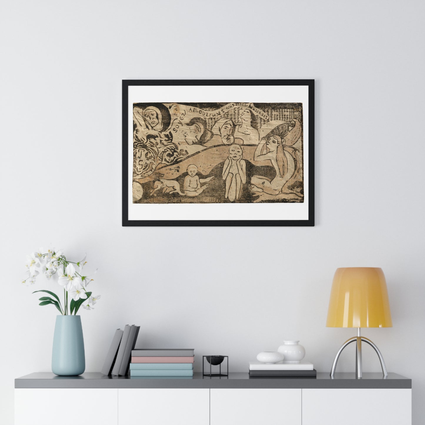 Soyez Amoureuses, Vous Serez Heureuses (Be Loving, and You Will be Happy), from the Suite of Late Wood-Block Prints by Paul Gauguin