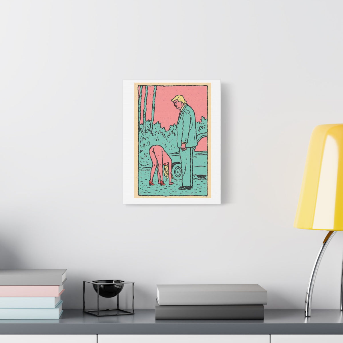 Donald Trump, Cartoon Pop Art Print on Satin Canvas, Stretched