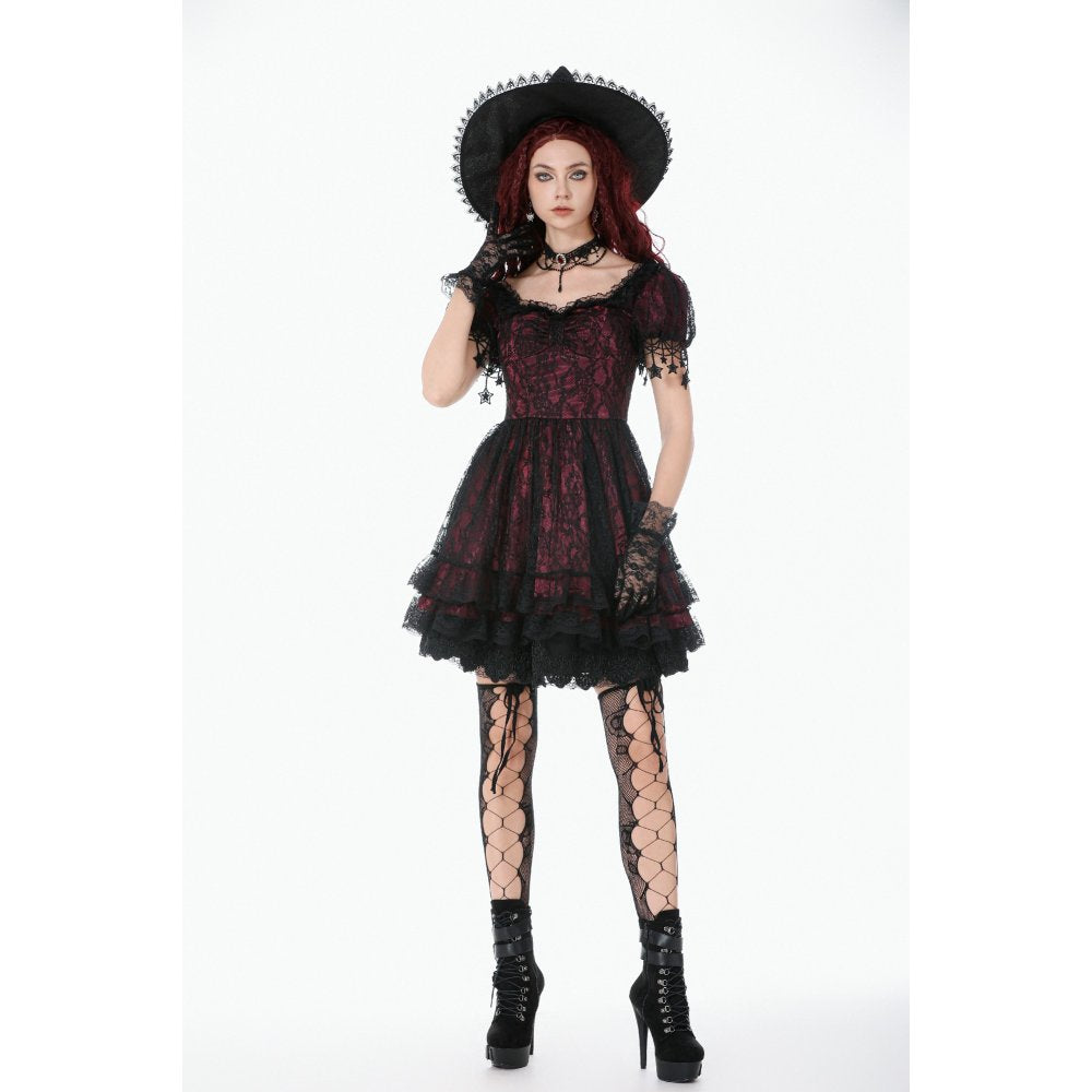 Dark in Love Red Black Lace Princess Dress