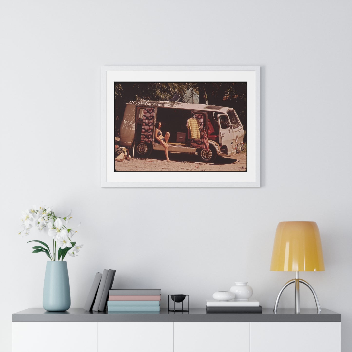 Vintage Photography, Campers at Garner State Park (1972) by Marc St Gil, from the Original, Framed Print