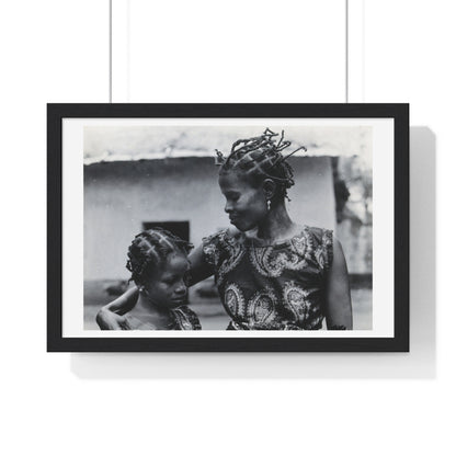 Benin, A Woman and Child with Braided Hairstyles, Vintage Photograph by Herbert Meyerowitz, Framed Print