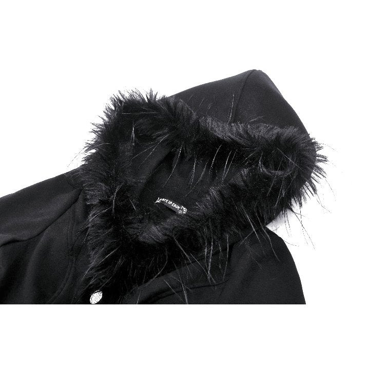 Dark in Love Eira Lace and Faux Fur-Trimmed Hooded Coat