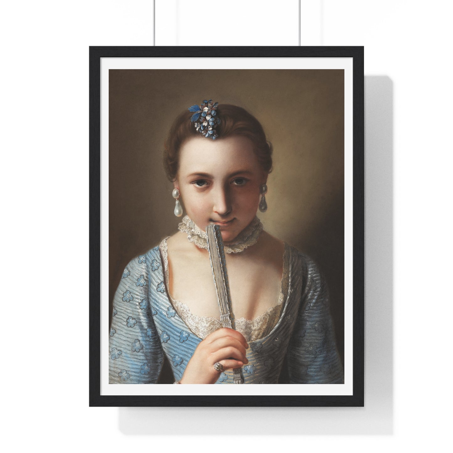 Young Woman with a Fan (1751-1756) by Pietro Antonio Rotari, from the Original, Framed Art Print