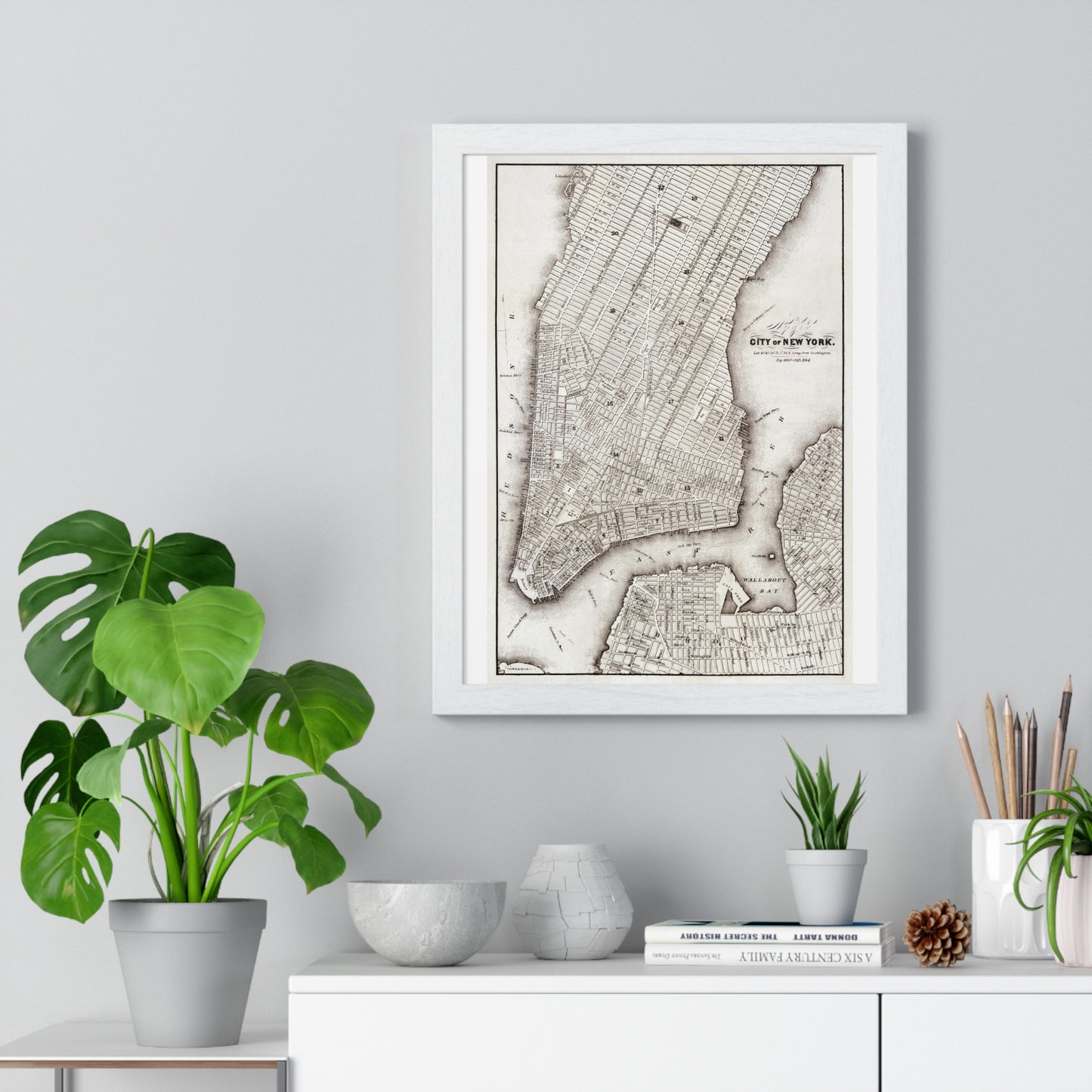 Map of the City of New York (circa 1850) from the Original, Framed Art Print