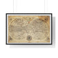 Antique Textile World Map Sampler (1790s) from the Original, Framed Print