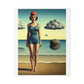 Woman at the Beach, Rene Magritte Art Style 'Designed by AI' Canvas Art Print