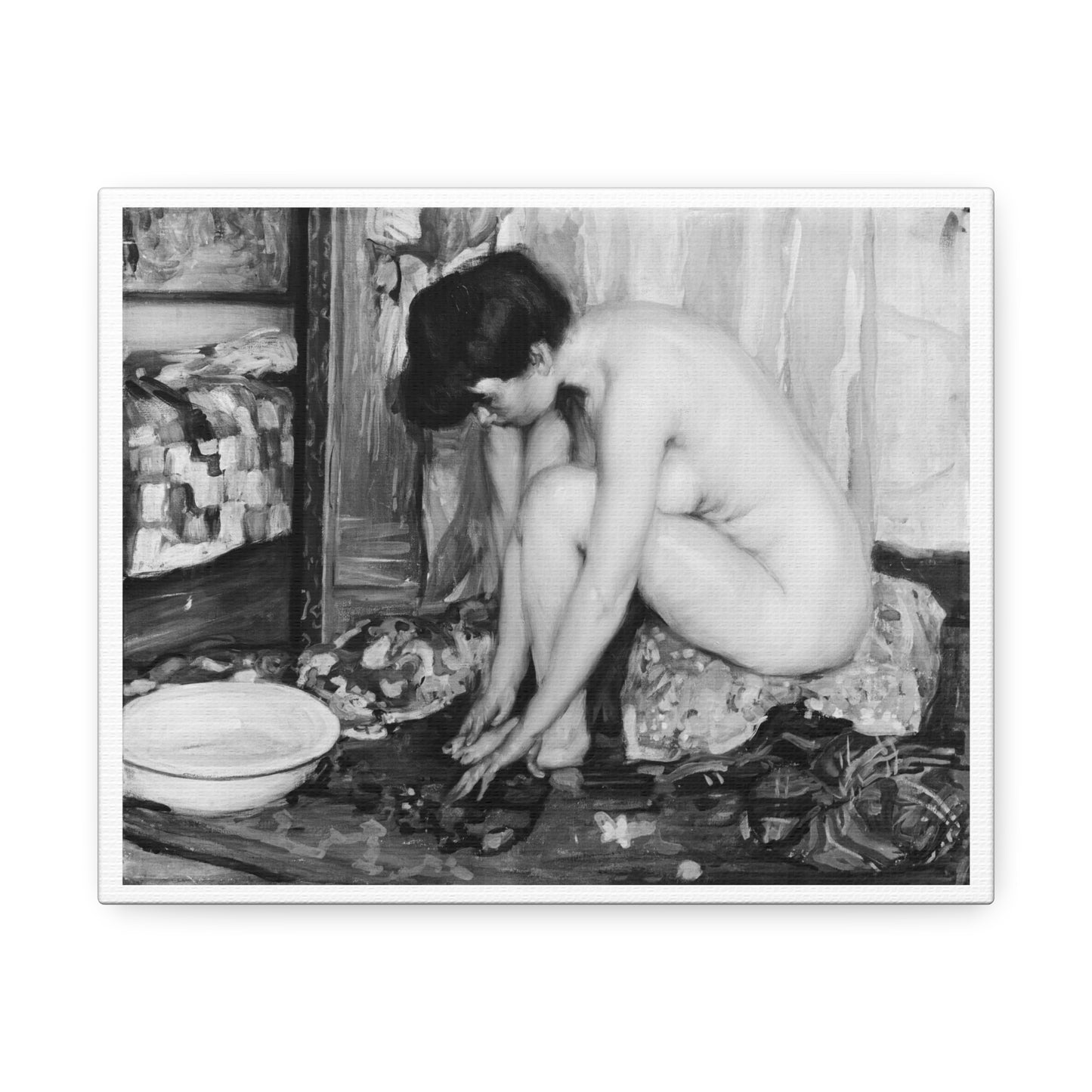 Small Nude (circa 1900-1920), Art Print from the Original on Canvas