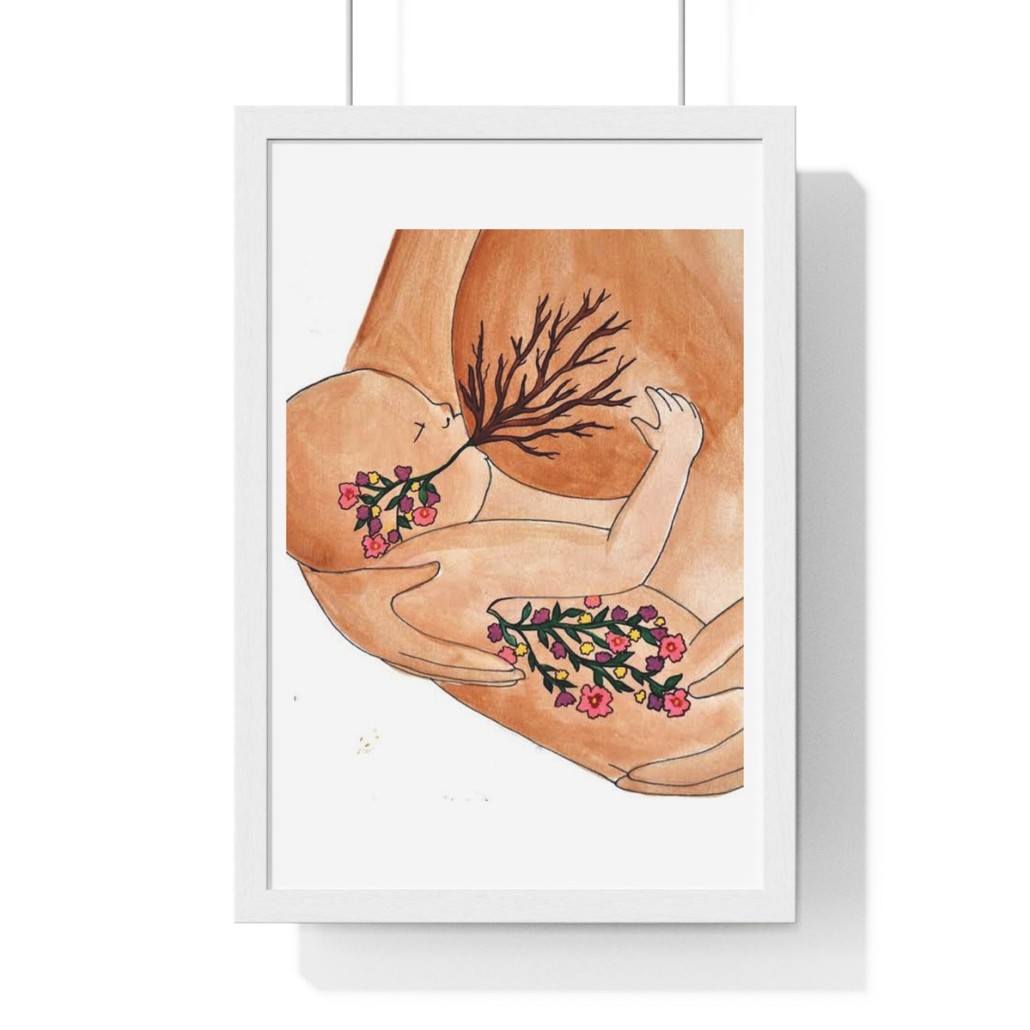 Mother and Baby, Abstract Art 'Designed by AI' Framed Print