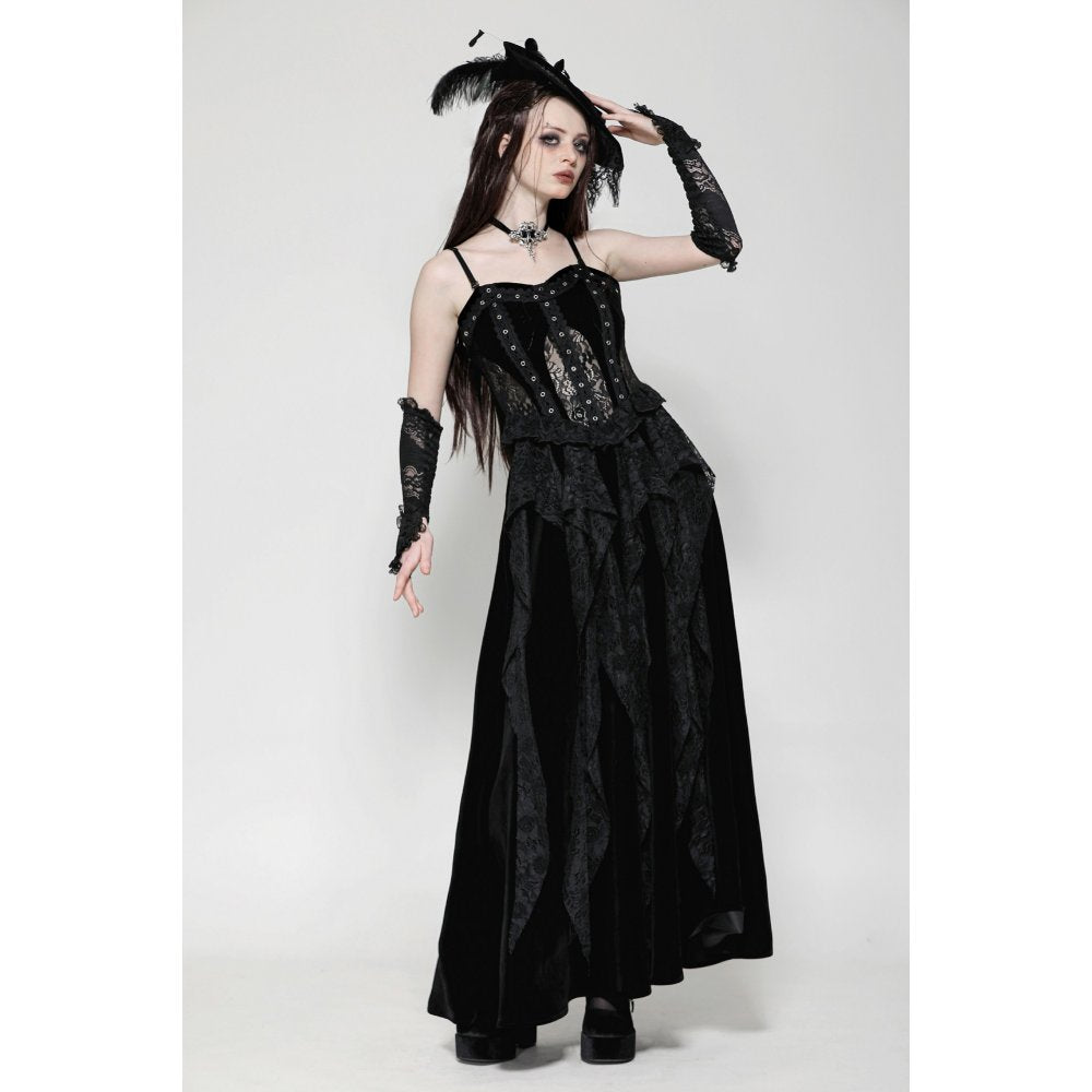 Dark in Love Fia Romantic Gothic Hollow Waist Maxi Dress