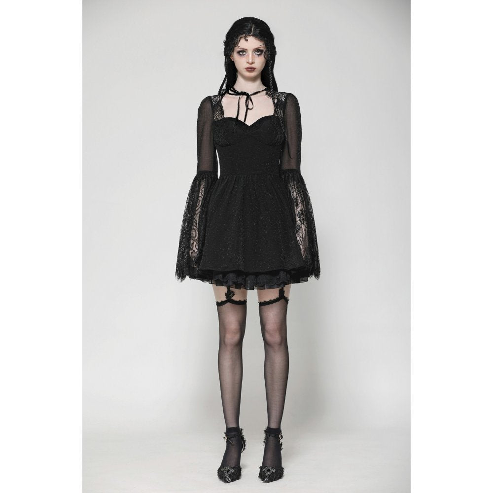 Dark in Love Greta Dark Mystique Gothic Lace-Up Mesh Dress