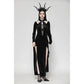 Dark in Love Vera Gothic Velvet High-Slit Maxi Dress with Hollow Neckline, Embroidered Buttons