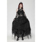 Dark in Love Carys Black Gothic Asymmetrical Lace Off-Shoulder Dress with Rhinestone Detail