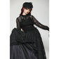 Dark in Love Aoife Black Hollow Lace Elastic Pleated-Waist Eyelash Lace Cuff Top