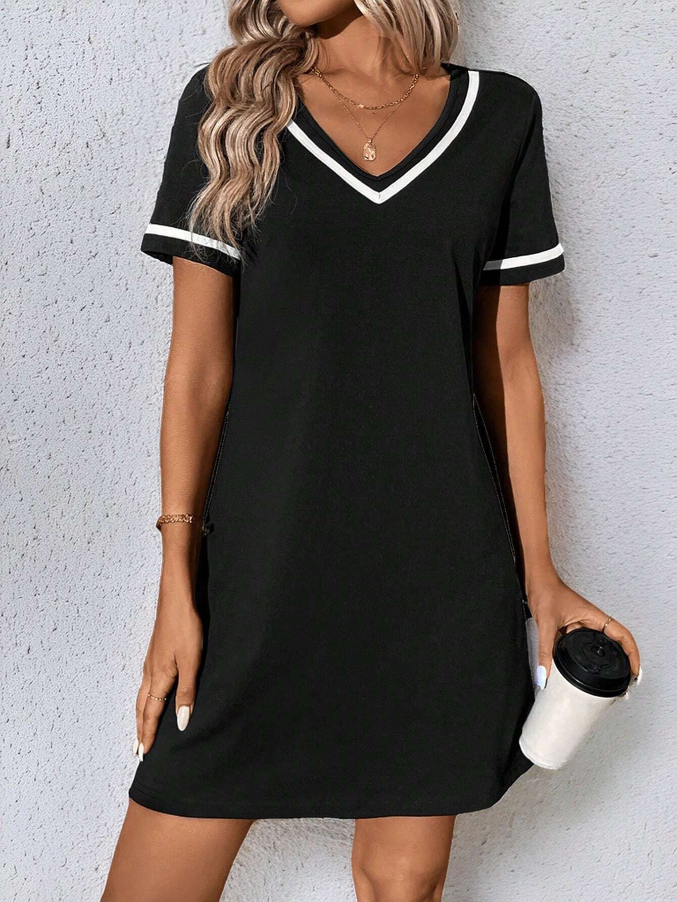 Women's Tennis-Style Dress, Casual Short-Sleeve Dress, Multi Colours