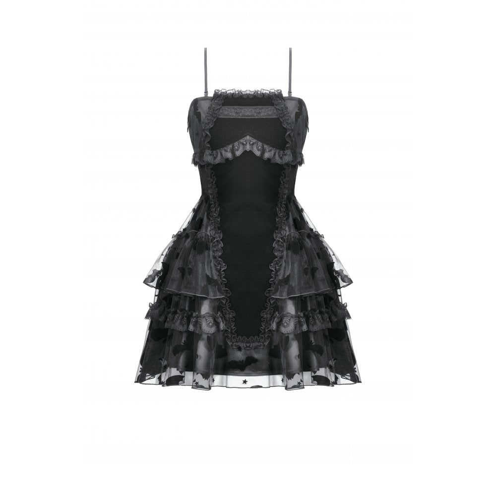 Dark in Love Morwenna Bat Mesh Layered Goth Mini Dress