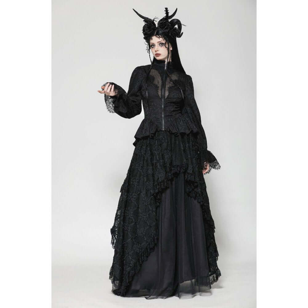 Dark in Love Felicity Gothic Lacy Zip-Up Tailcoat Shirt