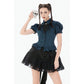 Dark in Love Gothic Academy-Striped Puff-Sleeve Blouse