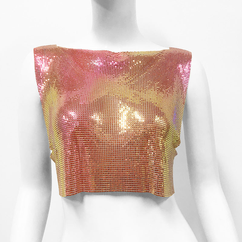 Women's Sequin Top, Sweet and Spicy Style Cropped Vest