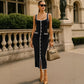Vest-Style Dress, Multi-Buckle Slit Long Knitted Dress